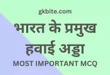 Indian Airport MCQ in Hindi – भारत के प्रमुख हवाई अड्डा Quiz indian airport mcq in hindi static gk quiz